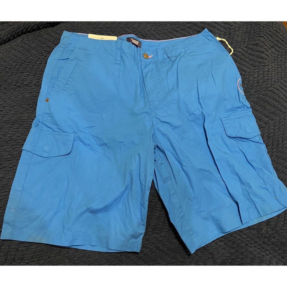 Coastal Casuals by Caribbean Joe Blue Grotto Cargo Shorts Size 32 NWT (D)